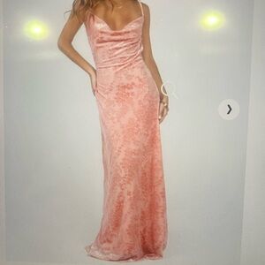 Princess Polly Backless Pink Maxi Dress Cowl Neck